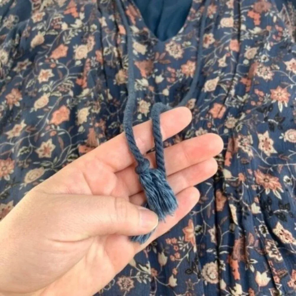 Free People Blue Floral Bohemian Mini Dress
